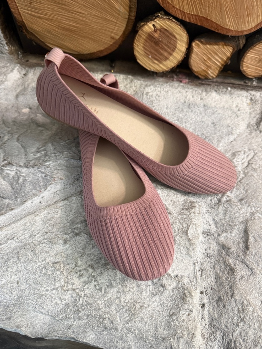 Knit Ballet Flats in Dusty Rose